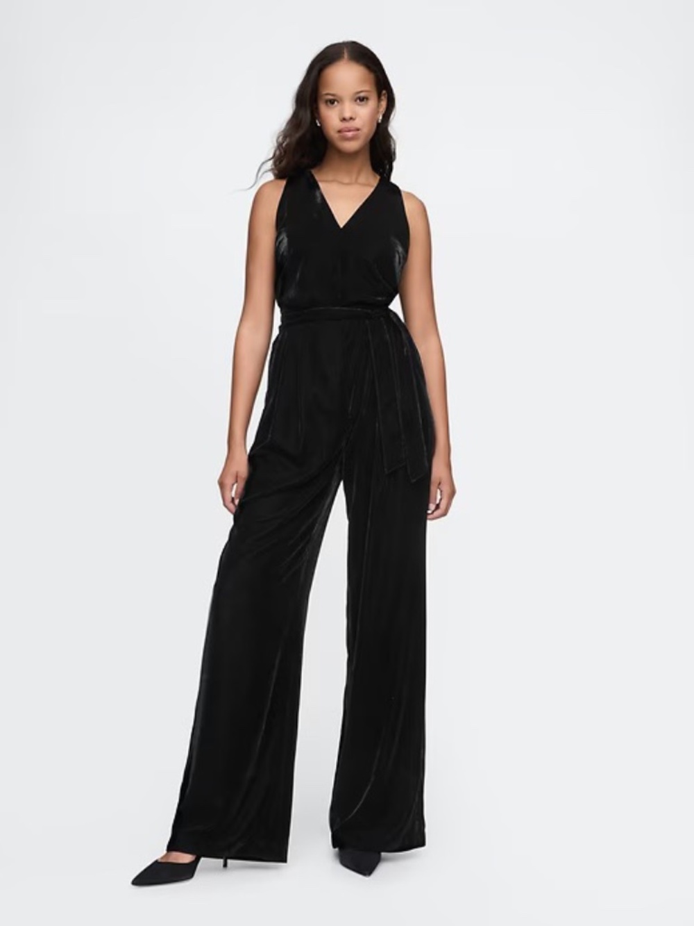 NWT Gap Recycled Velvet Jumpsuit // Black